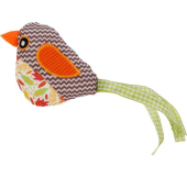 Играчка за котка Flamingo Jade Bird Orange 20.5 см - птиче с котешка трева, шумящ ефект и ленти